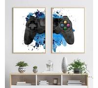 KemneT Decoration abstraite de Playstation de joueur, peinture sur toile, affiches d'art murales minimalistes, pour chambre d'enfant, Decoration d'intérieur, 30x50cm x 2, sans cadre