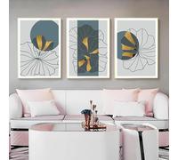 KemneT Lignes minimales de fleurs Affiches abstraites peintures à l'huile à l'art moderne à l'huile Salle à manger Salle à manger Maison intérieure 50x70cmx3 Sans cadre