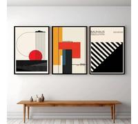 KemneT Modernisme Bauhaus Murs géométriques Art à l'huile Peinture vintage Affiches Images gravures Chambre à coucher Bar Maison Decoration 50x70cmx3 Sans cadre