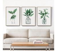 KemneT Peinture sur Toile tableau avec plantes vertes de style simple feuilles tropicales affiches pour salon Decoration de la maison 50 x 70 cm 3 sans cadre
