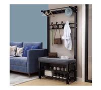 KemNet Portemanteaux pour Entrée avec Étagère à Chaussures à 2 Niveaux, Portemanteau Arbre D'entrée avec Banc à Chaussures, Armature Métallique, Vestiaire pour entrée, Chambre à Couche