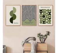 KemneT Vert abstrait Bauhaus géométrique Murale Art Toile tableau peinture moderne affiches Tableaux salon intérieur Decoration de la maison 50x70 cm x 3 sans cadre
