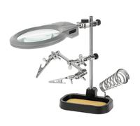 KEMOT NAR0150 Support à souder avec deux pinces, support de fer à souder et loupe LED, 0,4 W, 4,5 V, gris/argenté/noir