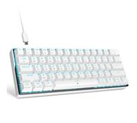KEMOVE K61SE Clavier Gamer Mécanique 60% Câblé avec Clicky Interrupteur Bleu, RGB Anti-ghosting Compact 61Touches Gaming Clavier-US Layout,Blanc