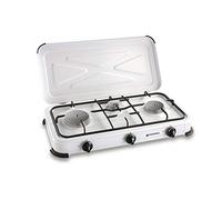 Kemper 104982 Réchaud 3 Feux Alimenté au gaz avec Couvercle, Acier inoxydable