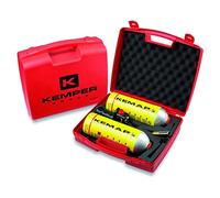 KEMPER - Kit Chalumeau à Gaz Professionnel 2 Bouteilles Propane KEMAP PRO 750 ml 2400°C, Allumage Piézo, Utilisation 360°, Soudobrasage, Plomberie, Mallette de Transport