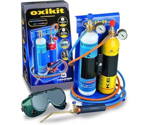 KEMPER - Kit Chalumeau Bi-Gaz Oxygène Propane Professionnel 3300°C : Kit Complet Soudage & Brasage Fort, Coupe Acier 5 mm, Détendeurs, Manomètres, Tuyaux 1,5 m