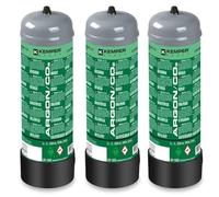KEMPER - Pack de 3 Bouteilles de Gaz Argon + CO2 2.2L - Mélange pour Soudage MIG/MAG Acier et Inox - Connexion M10 x 1, Pression 110 Bar, Grande Autonomie de Travail