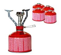 KEMPER - Réchaud gaz Portable 4.5 KW + 4 Cartouches gaz Butane Propane 230gr - Mini brûleur randonnée Anti-Vent Pliable & Léger Camping Haute Montagne