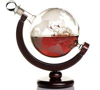 Kemstood Carafe whisky (850 ml) avec globe gravé pour liqueur, bourbon, vodka dans un coffret cadeau haut de gamme - Accessoires de bar pour homme - Pour tous les types de boissons alcoolisées