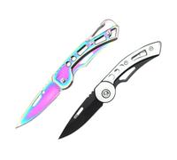 KEMUZ 2 Pièces Couteau Pliant En Acier Inoxydable,Couteau de pêche, Couteau Personnalisé Homme Edc Avec Clip De Poche,Convient Pour l'extérieur, le camping, la pêche(Argent, Couleur)