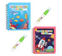KEMUZ 2 Pièces Livres De Coloriage À L'Eau Et 2 Crayons À Eau, Livre De Coloriage À L'Eau Avec Crayons À Eau Pour Enfants, Cahier Coloriage Enfant, Peinture Enfant(Océan, Espace)