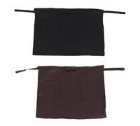 KEMUZ 2 Pièces Tabliers De Serveur, Tablier Femme Homme, Tablier Bistrot, Tablier Blouse, Demi-Tablier Court Avec Poches, Imperméable, Pour La Cuisine, Le Restaurant, Le Jardin, La Pâtisserie(Noir)