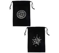 KEMUZ 2 Pochons Tarot en Velours Premium - Sac de Protection pour Cartes Divinatoires, Pendule & Outils Mystiques - Double Pochette avec Cordon (Noir) - Idéal Voyance, Cartomancie et Rituels