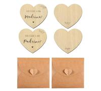 KEMUZ 2Pcs Cartes en bois avec Enveloppe, Invitation Parrain Marraine Idée Cadeau Demande “Veux-tu être ma Marraine Veux-tu être Mon Parrain” Annonce Naissance pour Baptême