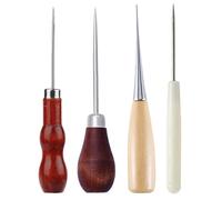 KEMUZ 4 Pièces Poincon Cuir, Alène en Cuir, Poinçon à PoignéE En Bois, Alènes Manche Bois, Cône de Couture, Machine À Coudre En Cuir Ronde À Manche En Bois Outil De Poinçon En Forme De Gourde