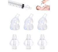 KEMUZ Kit de 6 Embouts de Seringue Nasale Bébé, 3 Embouts Classiques + 3 Embouts Éléphant Transparents, Lavage Nasal Doux pour Nourrissons et Enfants, Silicone Réutilisable, Compatible Prorhinel