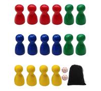 KEMUZ Pions de Jeu Pions en Bois composant de Jeu Jouet,Pions en Bois pour Jeux de Société,Figurines de Jeu Colorées,16 Cônes Halma en Bois et 2 Cubes en Bois, Figurines de Jeu Colorées
