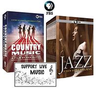 Ken Burns American Music Set 18 DVDs (Jazz, Country Music) Plus Bonus Support Live Music Sticker