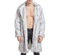 Ken Costume pour homme - Longueur genou - Manteau chaud en fausse fourrure - Cardigan - Vestes uniformes - Manteau d'hiver en fausse fourrure - Trench vintage - Veste à revers de moto - Manteau