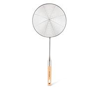 Ken Hom KH515 Ecumoire Araignée en Inox, Ecumoire en Maille Métallique en Acier Inoxydable, 19cm, Poignée en bois / pour soulever les aliments de l'huile chaude / liquide