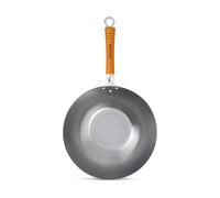 Ken Hom KH332003 Wok Traditionnel Acier au Carbone | 32cm | Classic | Léger avec revêtement anti-adhésif double couche et manche en bois | Ne passe pas au lave-vaisselle | Garantie de 2 ans