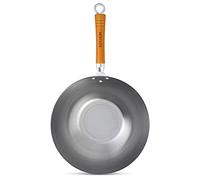 Ken Hom KH332003 Wok Traditionnel Acier au Carbone | 32cm | Classic | Léger avec revêtement anti-adhésif double couche et manche en bois | Ne passe pas au lave-vaisselle | Garantie de 2 ans