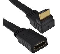 kenable Câble Adaptateur Extension HDMI Coudé 90 Degrés Plat Mâle vers Femelle 0,2m 20cm Noir