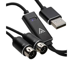 kenable Câble Adaptateur USB 2.0 A vers Interface MIDI avec Entrée et Sortie MIDI pour Windows 11/macOS - 1,5m