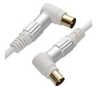 kenable Câble Antenne TV Coaxial Mâle Coudé vers Mâle Coudé Contacts Dorés Freeview 1 m [1 mètre/1m] Blanc