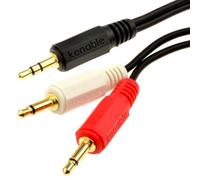 kenable Câble Audio Adaptateur Jack 3,5mm Stéréo vers 2x Jack 3,5mm Mono OFC Plaqué Or 1m Noir