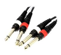 kenable Câble Audio Blindé 2x Jack Mono 6,35mm Mâle vers 2x Jack Mono 6,35mm Mâle pour Mixeur Ampli 1,5m Noir