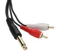 kenable Câble Audio Blindé Jack 6,35mm Mono vers 2 RCA Phono Gauche/Droite 0,5m Noir