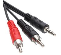 kenable Câble Audio Jack 3,5mm Stéréo vers 2 Prises RCA Phono Connecteurs Nickelés Noir 5m