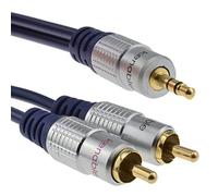 kenable Câble Audio Jack 3,5mm Stéréo vers 2 RCA Phono OFC Blindé Connecteurs Plaqués Or 20m Bleu Marine