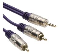 kenable Câble Audio Stéréo Jack 3,5mm vers 2 RCA Phono OFC Blindé Connecteurs Plaqués Or 1,5m Bleu Marine