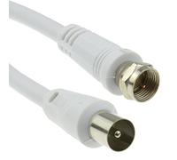 kenable Câble Coaxial Satellite vers Antenne TV Fiche F Mâle vers RF Cordon RG59 75 Ohm 0,5m Blanc