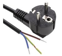 kenable Câble d'alimentation Secteur Schuko Euro Coudé vers Fils Nus 3 Conducteurs 0,75mm² 1.5 m [1,5 mètres/1.5m] Noir