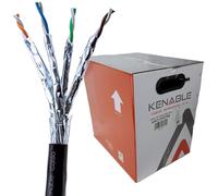 kenable Câble Ethernet Extérieur CAT6A Blindé S/FTP en CUIVRE pour Usage Extérieur Bobine 305m Noir