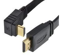 kenable Câble HDMI Coudé Plat Haute Vitesse Angle Droit HD 1080P Connecteurs Dorés Noir 2m