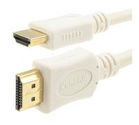 kenable Câble HDMI High Speed 1.4 Mâle vers Mâle Blindé Connecteurs Plaqués Or 3D 4K 1080p Blanc 15m