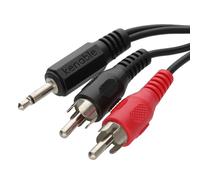 kenable Câble Jack 3,5mm Mono vers 2 RCA Phono Mâle Adaptateur Audio Convertisseur Signal Mono Stéréo 2m Noir