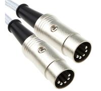 kenable Câble MIDI DIN 5 Broches Professionnel Entièrement Câblé Blindé Tressé 1m Blanc