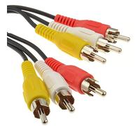 kenable Câble RCA Triple Phono Composite Vidéo + Audio Stéréo Mâle vers Mâle Nickelé 25cm