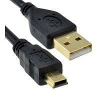 kenable Câble USB 2.0 A vers Mini-B 5 Broches Plaqué Or 24AWG pour Appareils Photo, Caméscopes, Manettes PS3, GPS - 1 m [1 mètre/1m] Noir