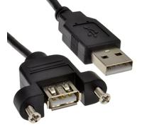 kenable Câble USB 2.0 Panneau Femelle A vers Mâle A 24AWG 2m Noir - Montage Encastrable pour Prise Murale et Façade