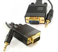 kenable Câble VGA vers TV HD 15 Broches avec Audio Jack 3,5mm pour PC Portable vers Écran LCD LED Plasma 2m Noir