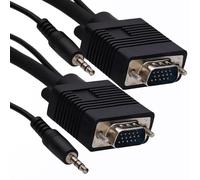 kenable Câble VGA vers TV HD avec Audio Jack 3,5mm Intégré pour PC Ordinateur Portable vers Écran HD15 SVGA Mâle vers Mâle 3m Noir