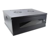 kenable Coffret Mural Réseau 19 Pouces 4U 450mm Noir - Armoire Rack Serveur en Kit avec Porte Vitrée Verrouillable pour Patch Panel Switch
