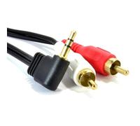 kenable Droit Angle 3,5 mm Stéréo Jack Vers 2 RCA Cinch Fiches câble Plaqués Or 1 m [1 mètre/1m]